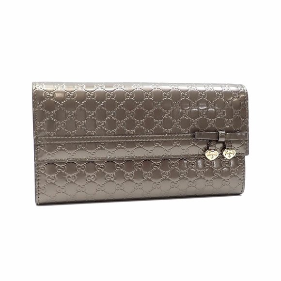 GUCCI GG Shima leather Ribbon Compact Wallet Small Item Logo Embossed Bifold Wallet 406924 black
